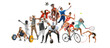 © Lustre Art Group  - Vibrant energetic collage. Diverse lineup of athletes in various sports, all leaping into action against white background. Concept of different kinds of sports, championship, league. Ad