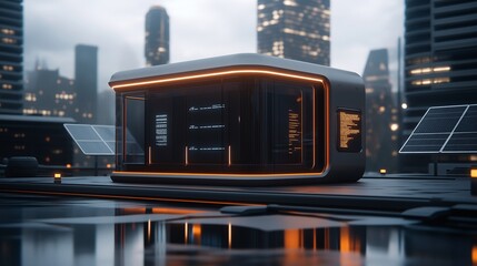 Poster - Futuristic Cityscape with Modern Tech Structure