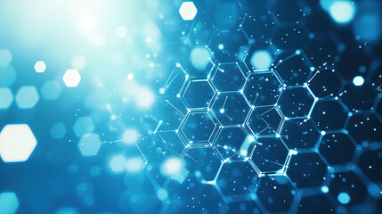 Poster - Abstract background with a hexagonal pattern. Digital technology concept of science or medical research in medicine. Digital hexagonal network background. Technology background and science style