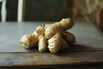 Ginger on wooden table