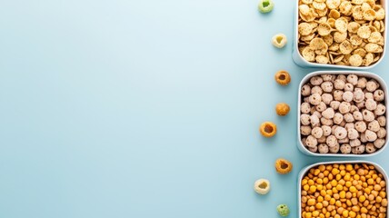 Wall Mural - A close-up image featuring an array of sugary breakfast cereals displayed in colorful boxes.