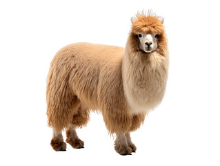 Aufkleber - a cute brown alpaca with woolly fur isolated on transparent background