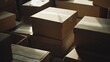 © VK Studio - Stacks of brown cardboard boxes are illuminated by soft, streaming sunlight in a warehouse, suggesting a scene of order and potential.