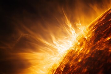 Poster - Spectacular imagery of a star's surface showing explosive fiery flares captured in brilliance, expressing the immense power and awe of astronomical bodies in the universe.