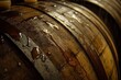 © ChaoticMind - This image showcases a close-up view of wooden barrels that have a liquid sheen on their surfaces. The texture and shine highlight craftsmanship and aging process.