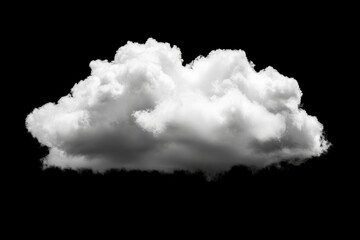 Aufkleber - A fluffy white cloud is captured in isolation against a stark black background, emphasizing its soft texture and shape, creating a minimalist and contemporary visual.