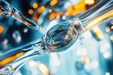 Fototapete - This abstract artwork displays glowing spheres intertwined in a dynamic and vibrant display of energy, representing power, potential, and movement in colorful style.