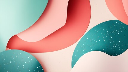 Poster - Abstract Colorful Paper Background with Curved Shapes and White Dots