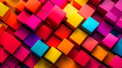 Poster - Colorful Geometric Cube Pattern Abstract Background
