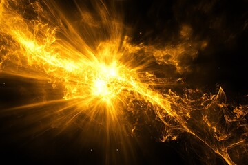 Poster - A radiant cosmic explosion featuring vibrant solar hues, illuminating space with bright yellows and golds, creating a mesmerizing and energetic atmosphere.