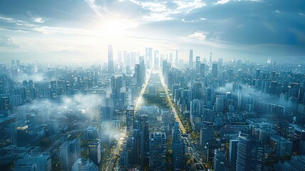 Aufkleber - A smart city project being developed by a team of engineers and business experts, featuring integrated technologies like smart infrastructure, energy-efficient systems, and data-driven management.