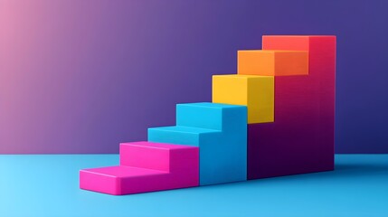 Poster - Colorful 3D Stairs on Blue and Purple Background