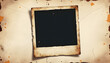 © InspirationDesign - Distressed vintage blank polaroid photo frame on textured background with scattered elements