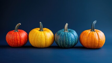 Poster - pumpkins on dark blue background for micro stock image