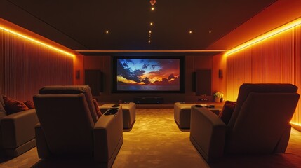 An entertainment room with state-of-the-art home theatre technology