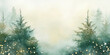 © Iryna Klymchuk - Watercolor Winter Forest Background with Snow and Lights. Soft Green Watercolor Background with Pine Trees