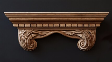 Sticker - Intricate Carved Wood Shelf: Classic Design Element