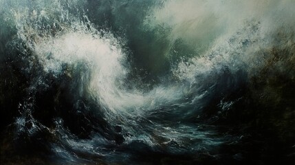 Sticker - Turbulent Ocean Waves - Dramatic Seascape Painting