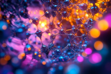 Aufkleber - A vibrant, artistic visualization of molecular structures intertwined with stunning lights, representing the fusion of science, creativity, and imagination in modern research.
