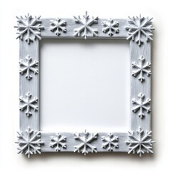 Wall Mural - Frosted glass Christmas picture frame with snowflakes etched along the edges isolated on white background 