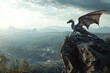 © ChaoticMind - A majestic dragon sits regally on a rocky cliff, overlooking a sweeping landscape of forests and valleys, symbolizing solitude, power, and fantasy grandeur.