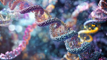Wall Mural - dna helix - microscopic view of genetic code