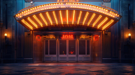 Aufkleber - Theatre entrance, marquee hoarding at the entrance.