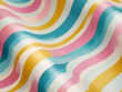 © Sanne - Funky wallpaper with retro design with multicolored stripes with wavy pattern in playful rhythm. Vibrant wallpaper with bold colors like mustard, teal, and pink shades colorful stripes visual pattern.
