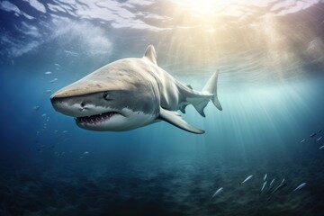 Wall Mural - Shark swimming outdoors animal.