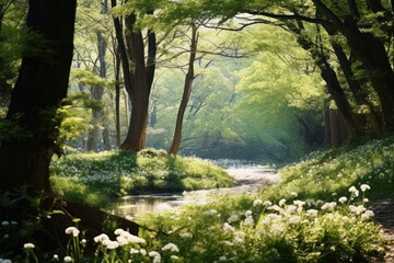 Canvas Print - Landscape forest vegetation sunlight.