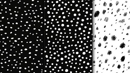 Poster - abstract black and white irregular dots pattern background – hand-drawn graphic design ideal for fab