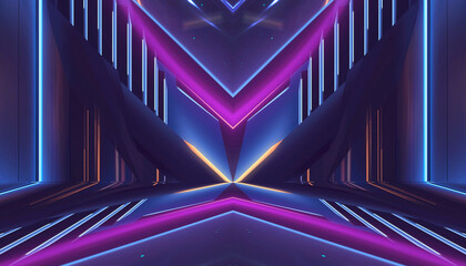 Wall Mural - abstract neon background with rays and spotlights.