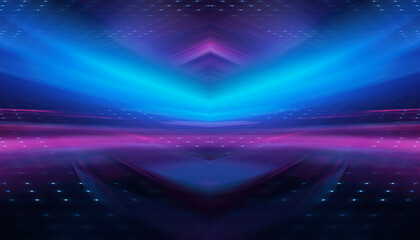 Wall Mural - Abstract neon background with rays and spotlights.