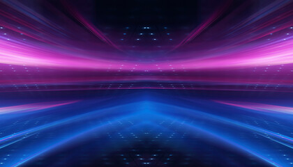 Wall Mural - Abstract neon background with rays and spotlights.