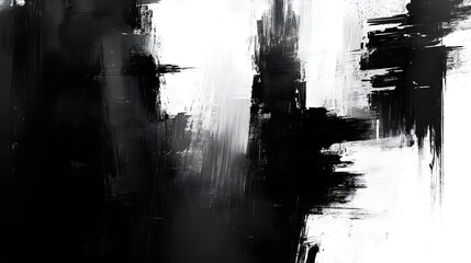 Poster - Abstract Black and White Brush Strokes Background Texture