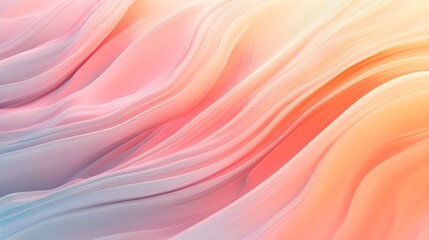 Poster - Abstract Wavy Lines in Soft Pink  Orange  and Blue Tones
