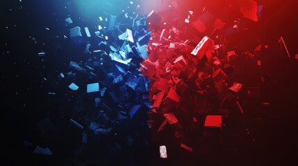 Poster - Dramatic Split of Red and Blue Elements
