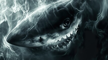 Canvas Print - Great White Shark Close Up: A Dramatic Encounter