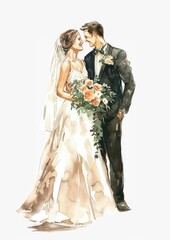 Wall Mural - Elegant wedding couple illustration