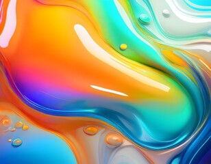 Fluid gradient design with swirling colors, blending orange, blue, teal, and purple, creating a smooth, glossy texture with reflections and soft curves. Fluid gradient vibrant colors background