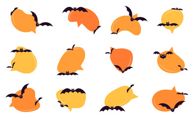 Poster - Halloween speech bubble collection with bat in cartoon style