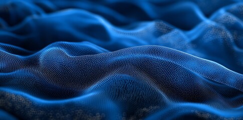 Abstract blue wavy surface with a subtle grid pattern, a modern and digital background.