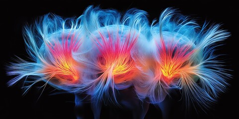 Poster - Abstract colorful design with swirling lines of blue and red.
