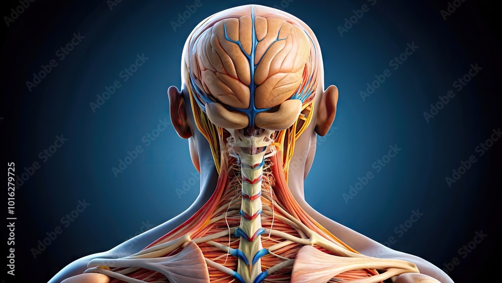 Stock-Illustration „Close-up of the back of the human head and neck ...