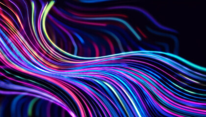 Wall Mural - Abstract backdrop with colorful neon wavy lines. Vibrant colors.