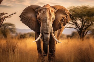 Poster - Elephant savanna animal grassland.