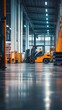 © Sasa Visual - A forklift is driven by a worker in a large, well-lit warehouse filled with shelves