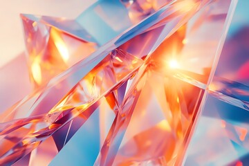 Poster - Abstract geometric shapes with vibrant colors and reflections.