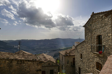 Canvas Print - View of the landscape around Guardia Perticara, a small town in Basilicata, Italy.