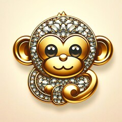 Wall Mural - a cute, cool and hip gold and diamond shinny metallic monkey